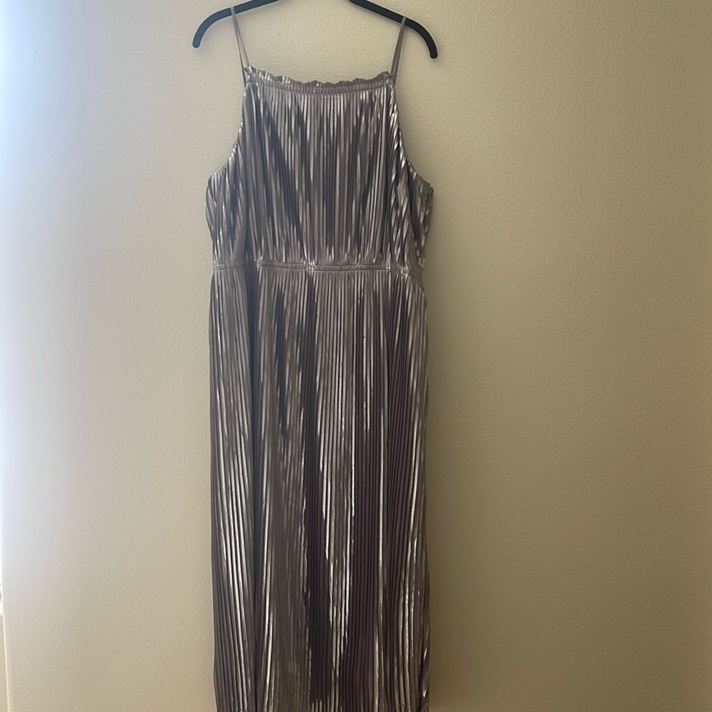Banana Republic metallic pleated dress